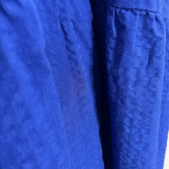 Old Navy Dress Women XXL  2XL Blue Maxi Tiered Seersucker Cotton Cottagecore - Picture 6 of 15